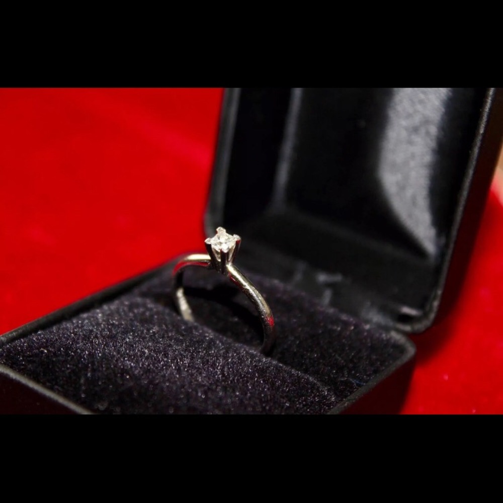 1/5 CT princess cut real diamond ring 14K gold